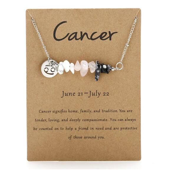 Zodiac Constellation Gemstone Necklace Stainless Steel Horoscope Personal Gift48 - Picture 4 of 14